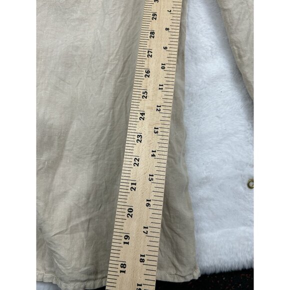 Cloth & Stone Jumpsuit Women S Beige  V Neck Sleeveless Wide Leg Crop 100 Linen - Picture 5 of 15